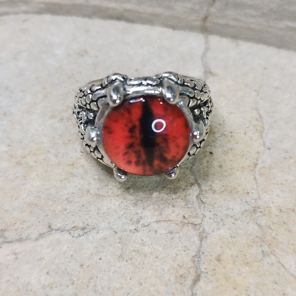 Silver Dragon Eye Evil Eye Ring Adjustable